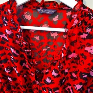 Red print max dress